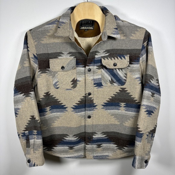 Jachs Ny Other - Jachs NY Mens XXL Sherpa Lined Southwestern Shirt Jacket Grey Blue Aztec